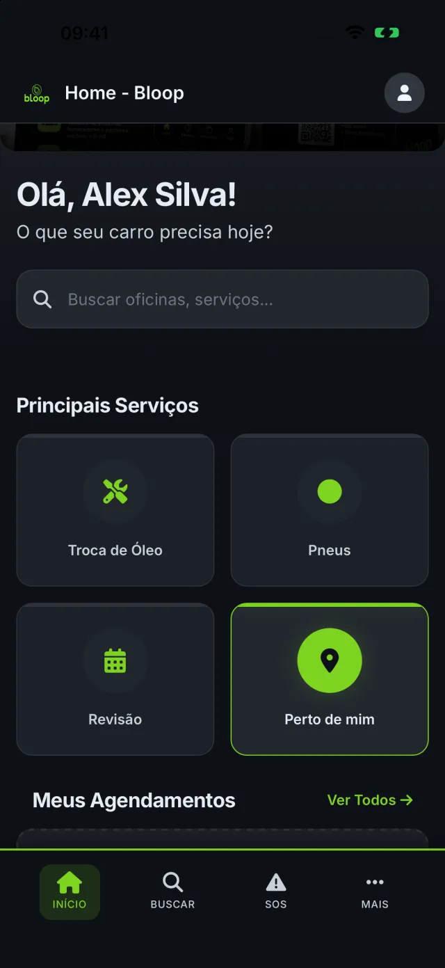 Tela inicial do app Bloop Brasil